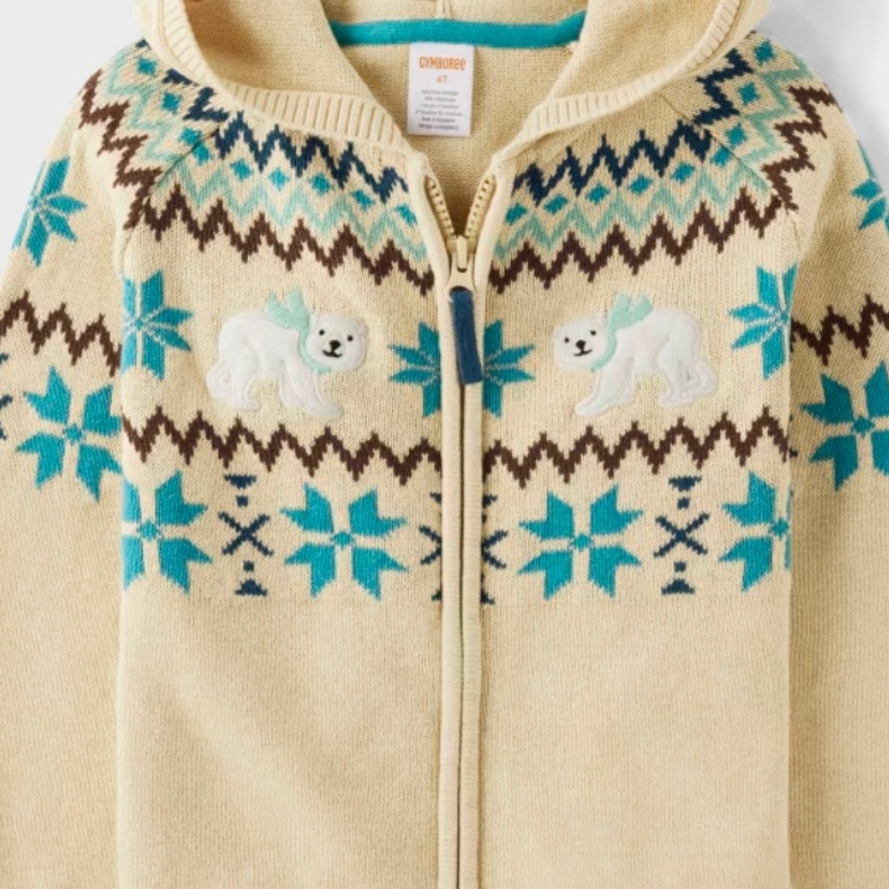 3 piece Nordic Polar Bear Sweater, Appliqué Shirt, Corduroy Pants Holiday Set